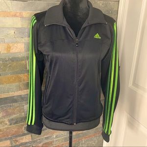ADIDAS Black Lime Green Stripes Track Jacket Sz M